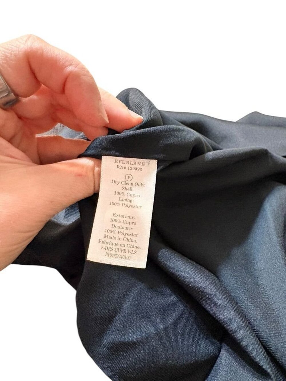 Everlane Textured Midi Shirt Dress 6 Washed Black 3/4 Sleeve Button Up V Neck - Picture 6 of 6